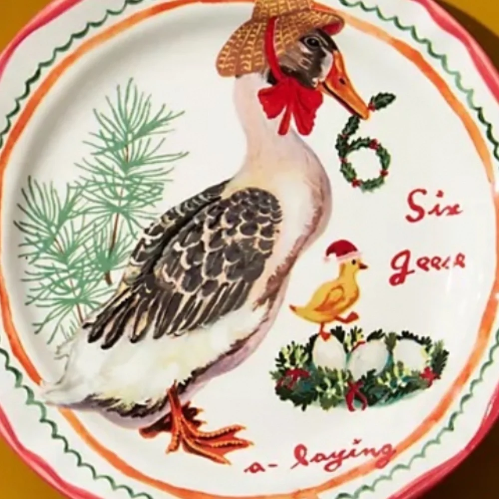 Anthropologie Nathalie Lete 12 Days Christmas  Geese a Laying  Side Plate